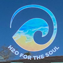 Load image into Gallery viewer, 🌴☀️ Vinyl Decal, Large 5&quot; x 5.5&quot;, &quot;H2O FOR THE SOUL&quot; Circle Logo Beach Theme
