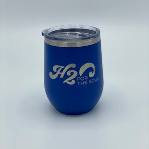 🌴☀️ Stainless Steel Wine Tumbler 12oz, Logo Rectangle (7 Color Options)